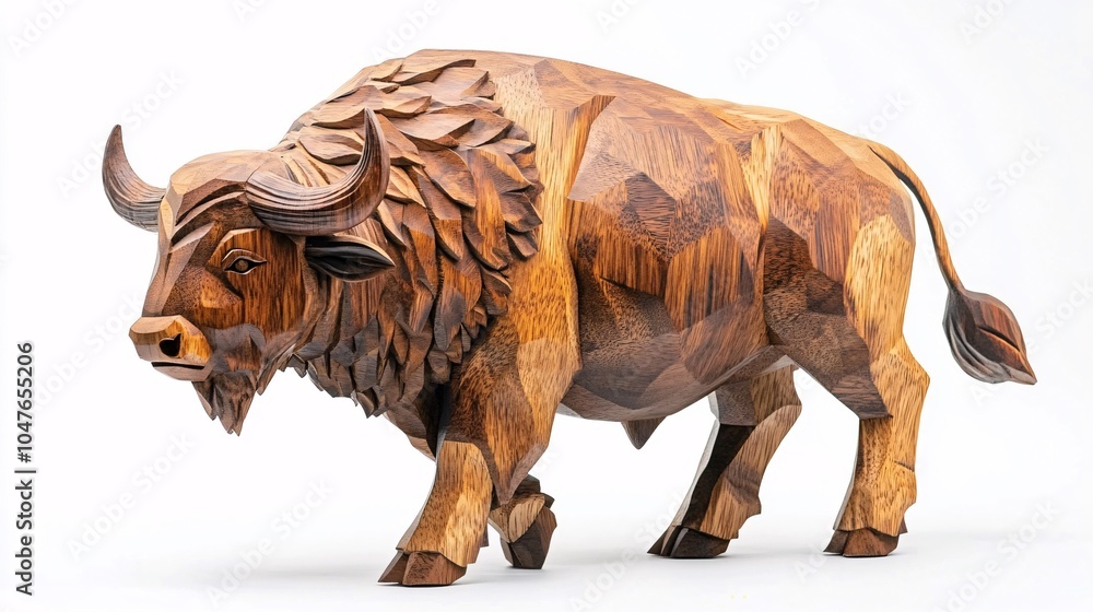 Fototapeta premium a Buffalo carved from wood