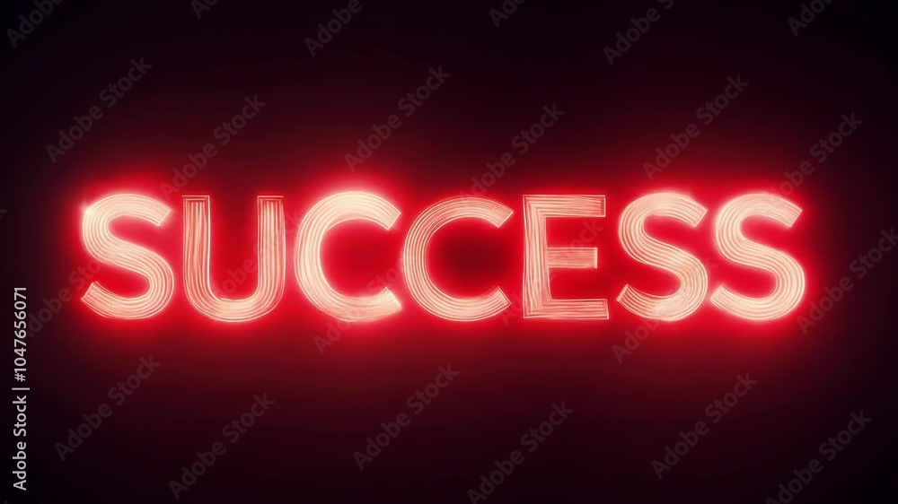 The word 'Success' glowing in bold red neon lights against a black background, symbolizing achievement and ambition. A powerful message of motivation and drive. The word 'Success' glowing in bold red neon lights against a black background, symbolizing achievement and ambition. A powerful message of motivation and drive.