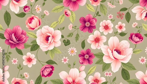 Elegance seamless pattern with floral background isolated with white highlights, png