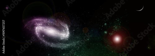 galaxy in a free space. 3D rendering