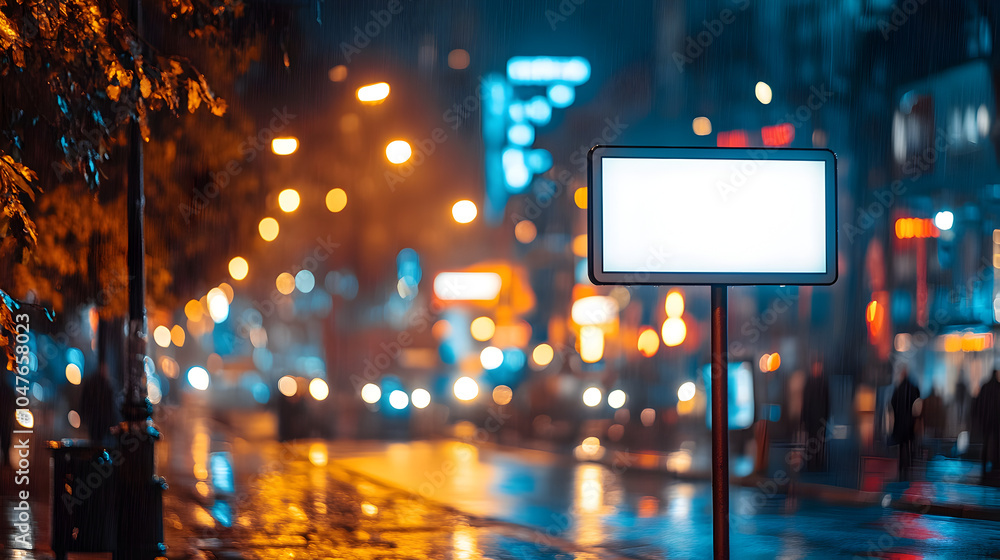 Vibrant Nighttime Cityscape with Neon Lights and Reflections in Rainy Downtown Streets Vibrant Nighttime Cityscape with Neon Lights and Reflections in Rainy Downtown Streets