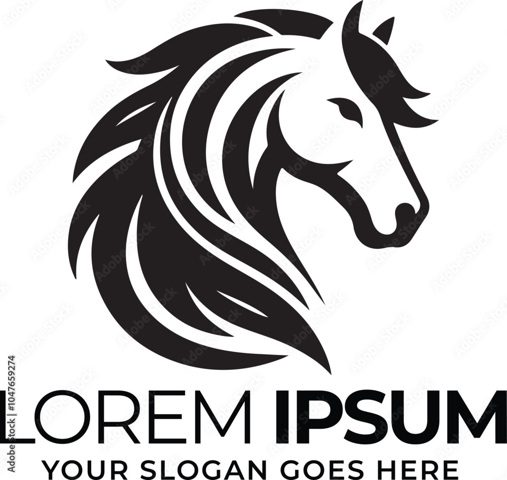 Horse head silhouette logo on white background eps 10 Horse head silhouette logo on white background eps 10