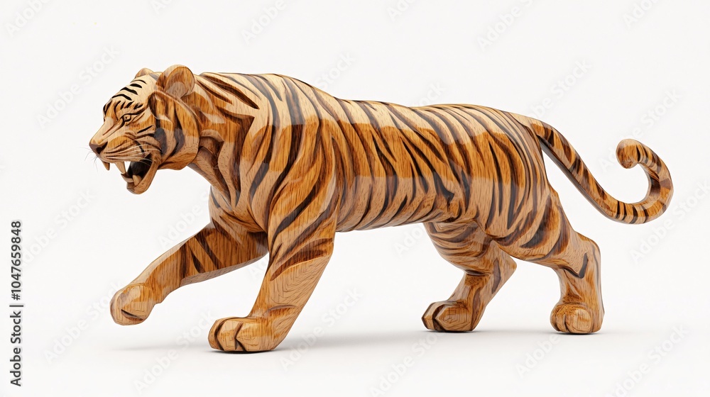 Obraz premium a Tiger carved from wood 