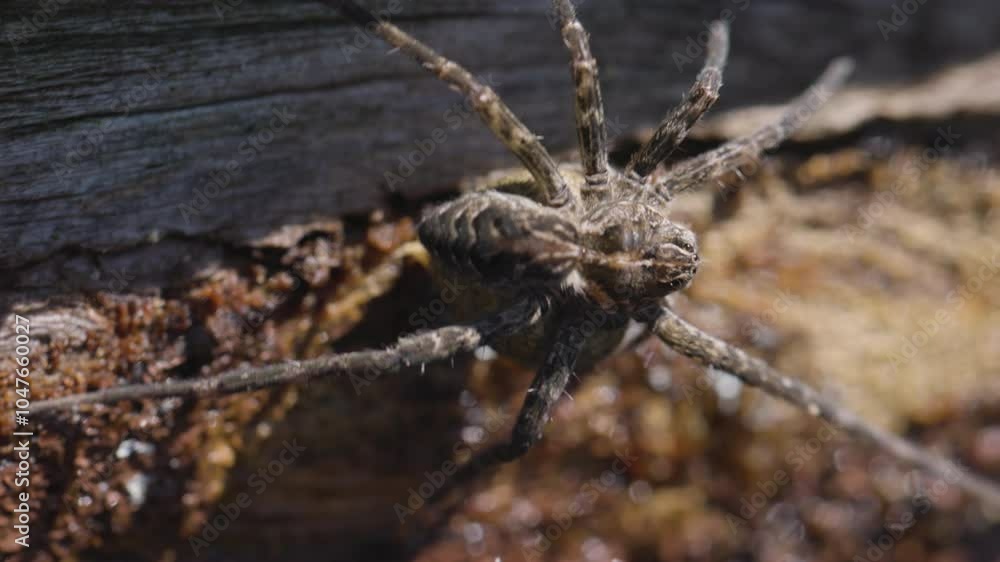 Canadian dock spider crawling in slow motion Canadian dock spider crawling in slow motion