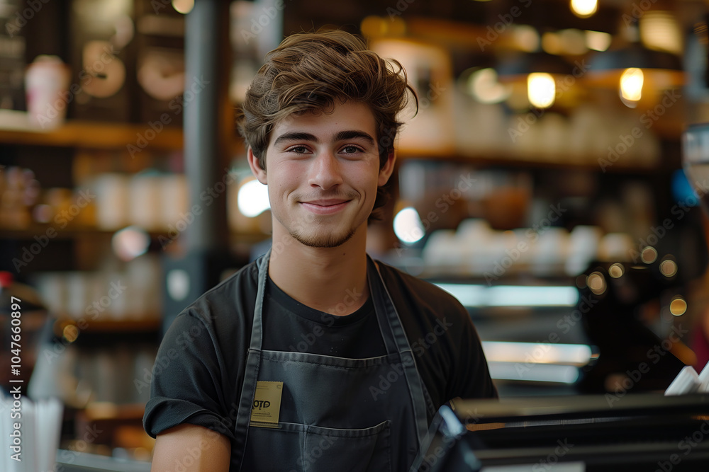 Fototapeta premium Employee working in coffee shop, payment counter