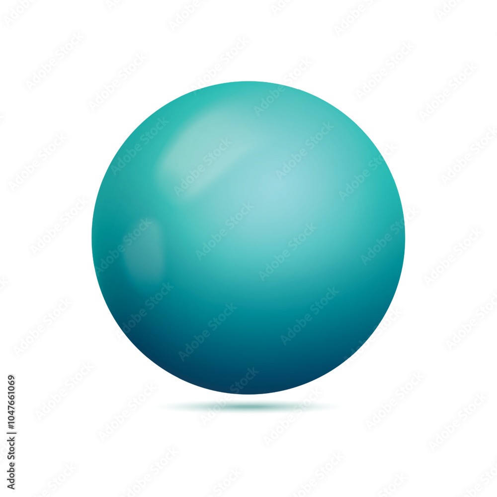 Glass blue ball or precious pearl. Glossy realistic ball, 3D sphere. Abstract vector illustration highlighted on a white background. Big metal bubble with shadow Glass blue ball or precious pearl. Glossy realistic ball, 3D sphere. Abstract vector illustration highlighted on a white background. Big metal bubble with shadow