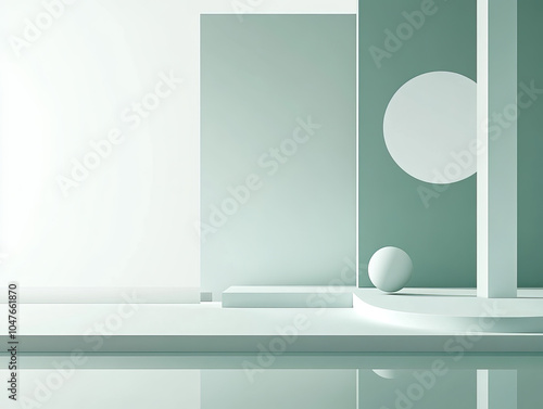 Sea, green, corporate business PowerPoint presentation slide backdrop with flat 2D geometric shapes and clear copy space for modern minimalist designs and abstract patterns photo