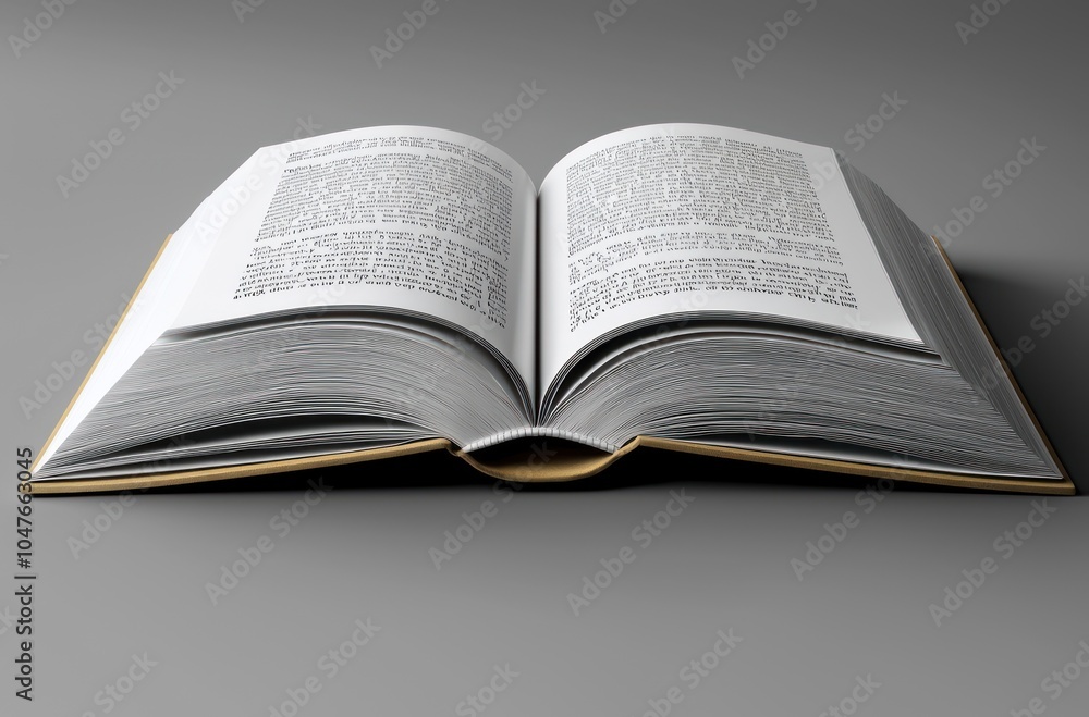 Open Book with Unreadable Text on Gray Background Open Book with Unreadable Text on Gray Background