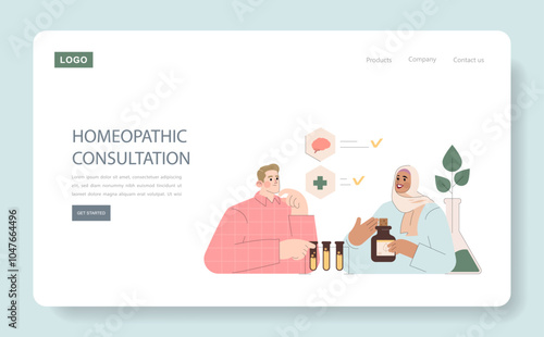 homeopathy. Flat Vector Illustration