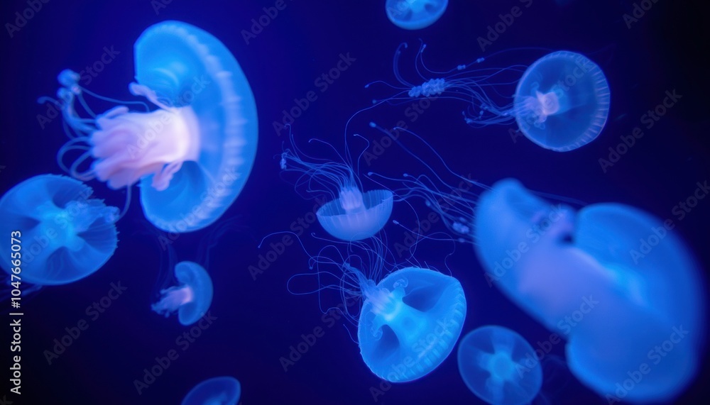 Mesmerizing jellyfish in a deep blue sea Mesmerizing jellyfish in a deep blue sea