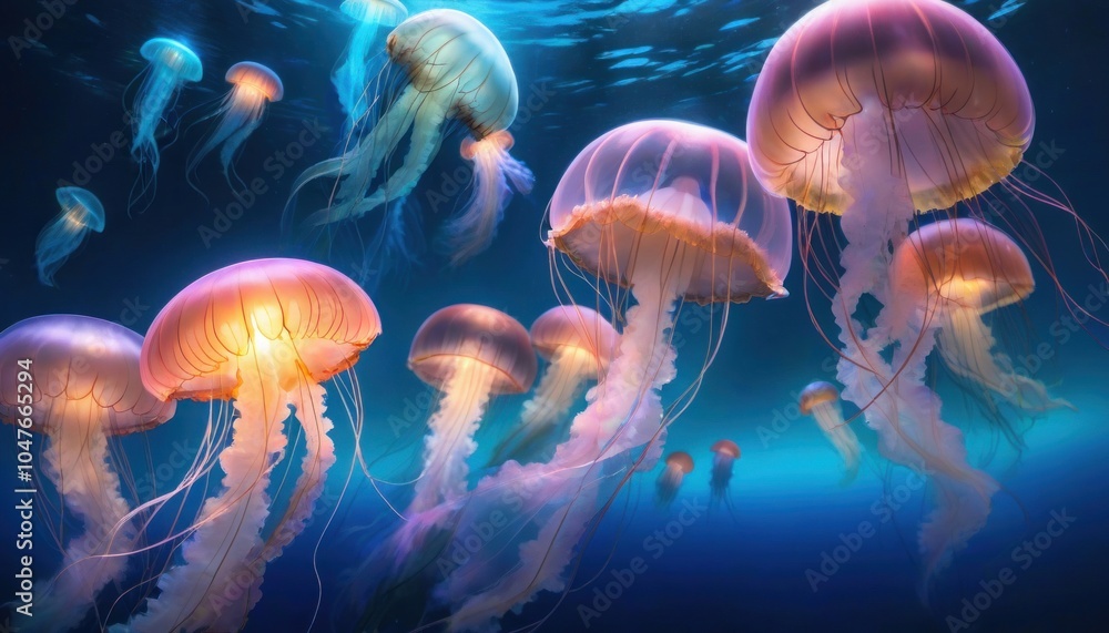 Majestic jellyfish in underwater wonderland Majestic jellyfish in underwater wonderland