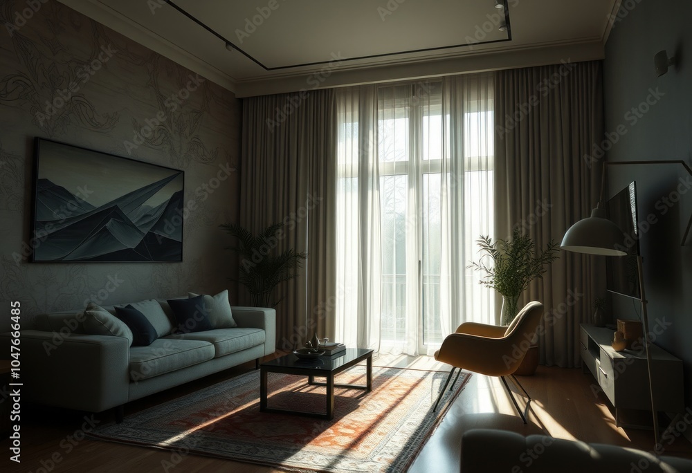 Fototapeta premium Elegant living room with natural light