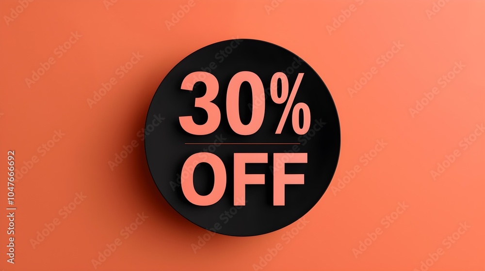 Black '30% OFF' Promotional Sign on a Orange Background with Copy Space Black '30% OFF' Promotional Sign on a Orange Background with Copy Space
