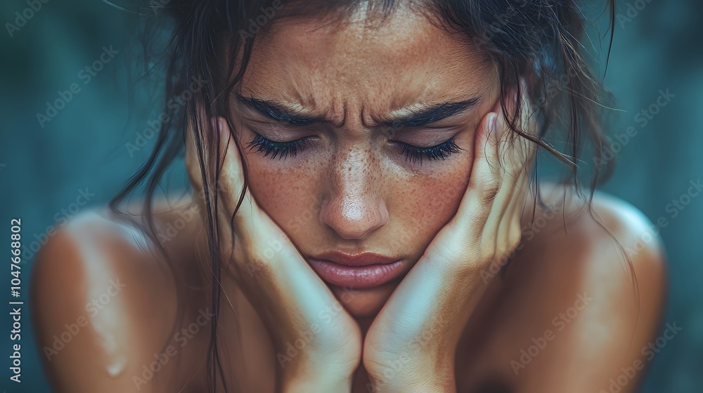 Emotional Portrait of a Young Woman in Soft Light Emotional Portrait of a Young Woman in Soft Light