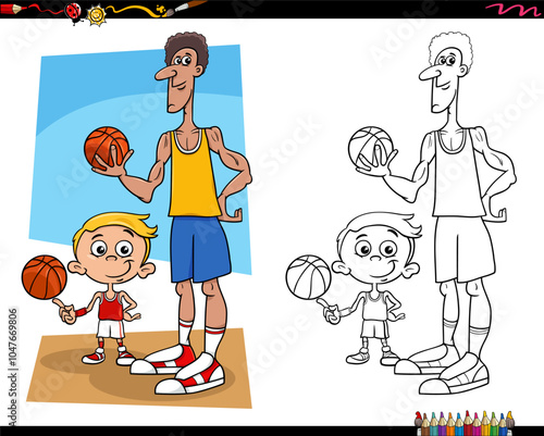 Obraz na płótnie cartoon basketball players characters coloring page w salonie