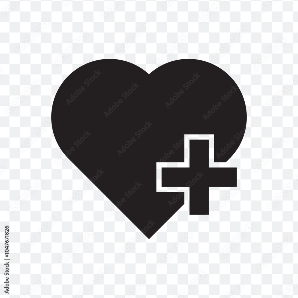 Obraz premium add to favorite heart icon. heart icon with plus. Favorite or love heart icon on PNG background. vector illustration.