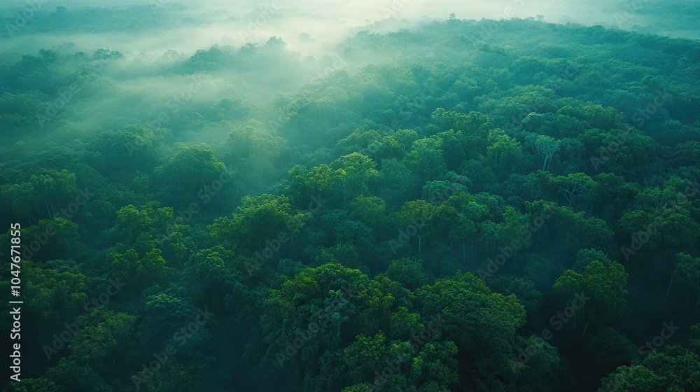 Fototapeta premium Aerial view of a vast forest area designated as a preservation zone, with protected species and untouched landscapes.