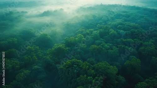 Aerial view of a vast forest area designated as a preservation zone, with protected species and untouched landscapes.