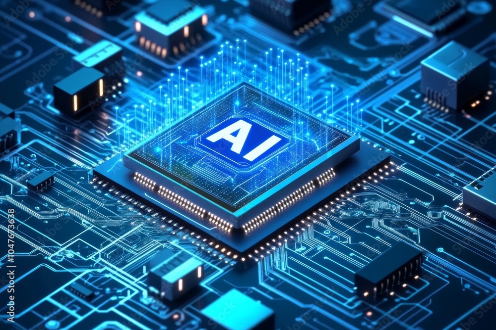 3d isometric view of an ai chip 3d isometric view of an ai chip