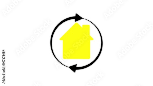 abstract home/ house icon with circle arrow, home looping animation.  photo