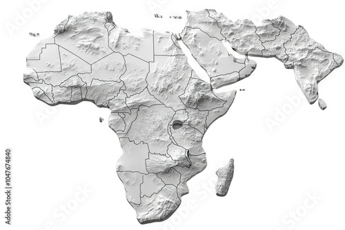Obraz na płótnie White africa map isolated on transparent background, png file, no background png file w salonie