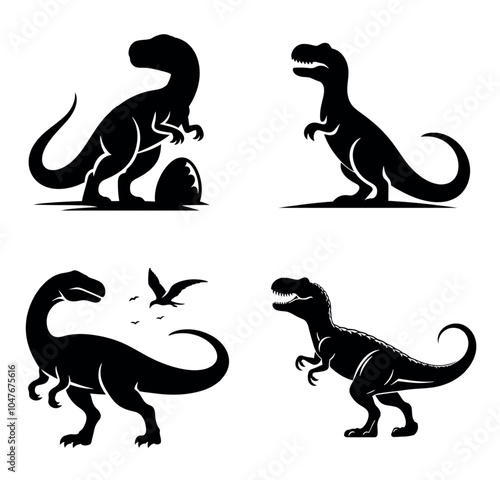 Collection of Four Silhouette Dinosaurs