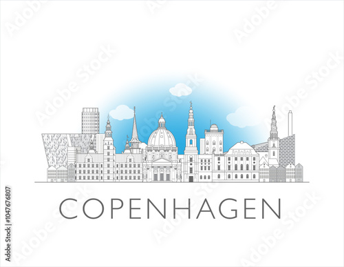 Canvas Print Copenhagen skyline cityscape vector illustration