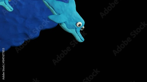 Pack Of 4 Plasticine Dolphins Transitions. Transparent background and alpha channel