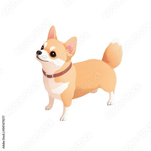 Cute isometric Chihuahua dog standing on white background.