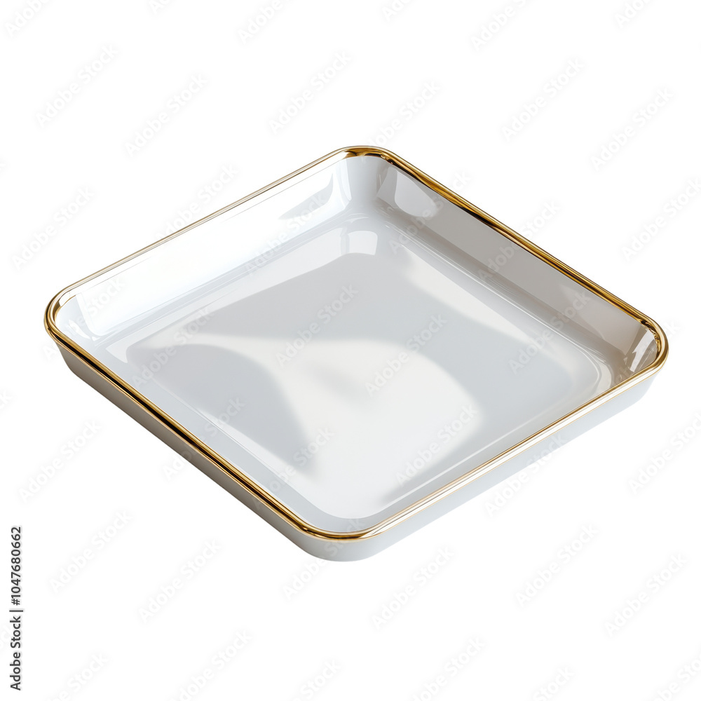 square porcelain plate with gold rim, perfect for presentation or decoration, on white isolate background. square porcelain plate with gold rim, perfect for presentation or decoration, on white isolate background.