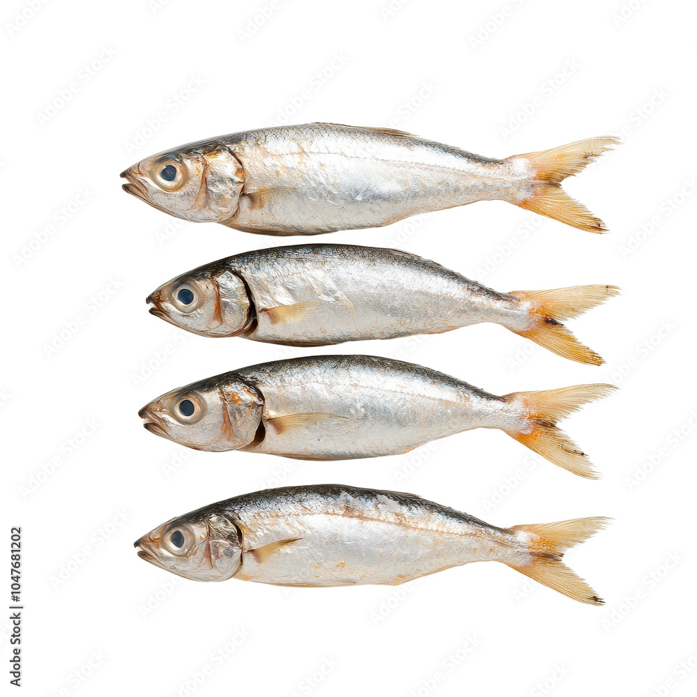 Fresh fish arranged in a row, isolated on white background. Fresh fish arranged in a row, isolated on white background.