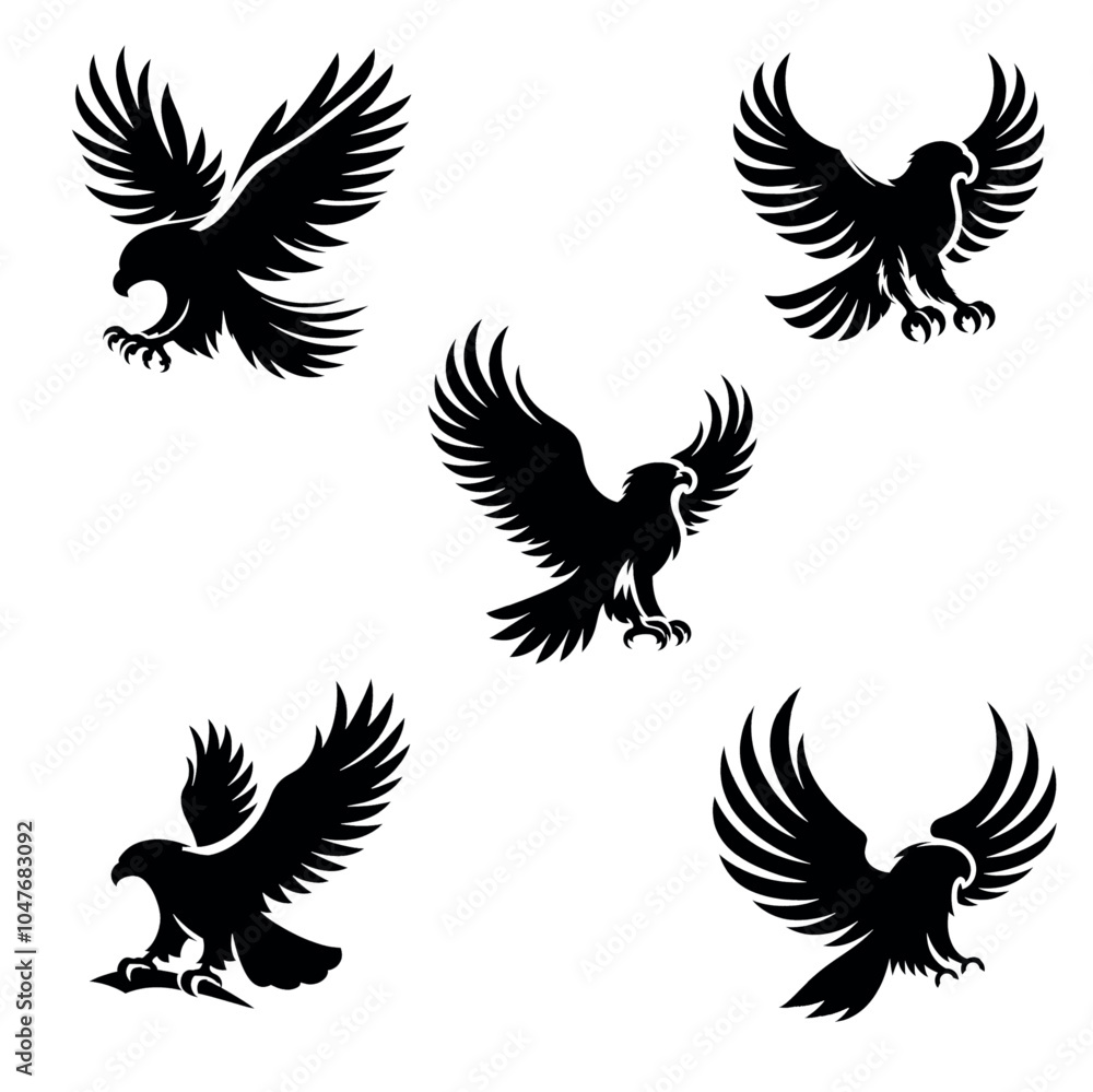 Collection of Five Silhouette Eagles Collection of Five Silhouette Eagles