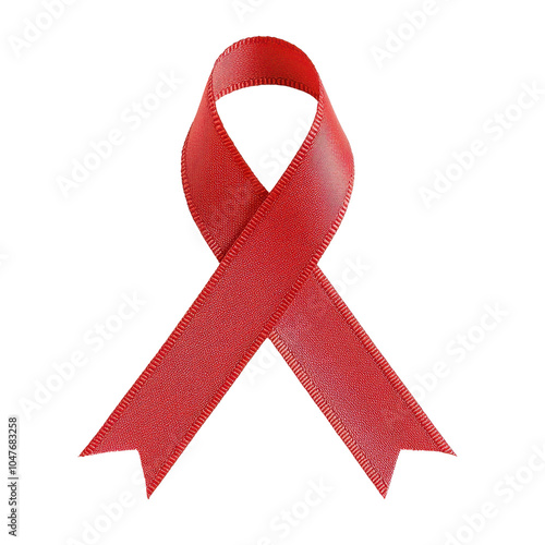 Red awareness ribbon, symbolizing support for various causes, on a white isolated background. photo