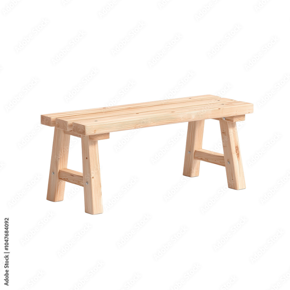 Simple wooden bench, ideal for outdoor spaces or rustic interiors. isolated on white background. Simple wooden bench, ideal for outdoor spaces or rustic interiors. isolated on white background.