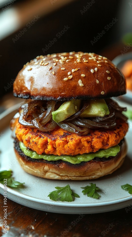 Delicious sweet potato burger Delicious sweet potato burger