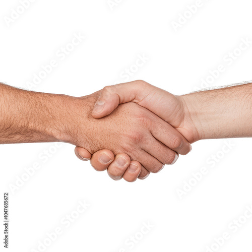 Two hands shaking in agreement, isolated on white background. photo