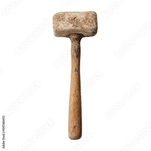 Wooden mallet on a white isolated background, ideal for various applications. photo