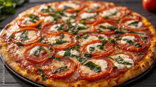 Delicious tomato and ricotta pizza.