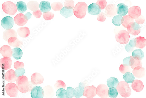 Watercolor dotted frame with pastel hues