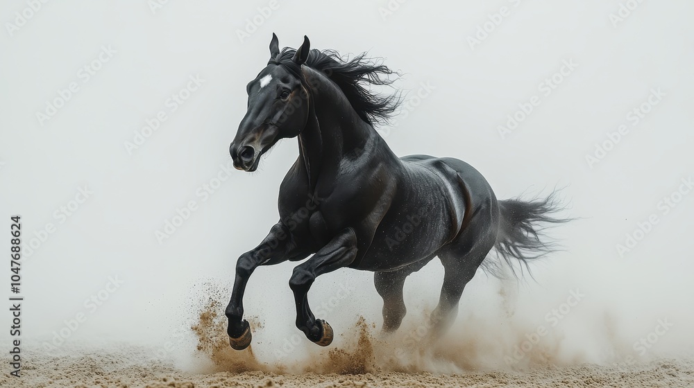High-Speed Photography of a Black Horse Galloping on a White Background
High-Speed Photography of a Black Horse Galloping on a White Background