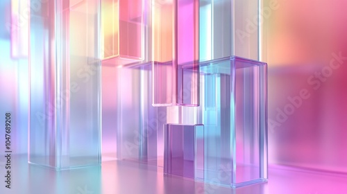 3D illustration of a transparent gradient glass background, soft gradients, futuristic design