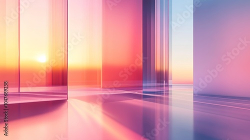 3D illustration of a transparent gradient glass background, soft gradients, futuristic design