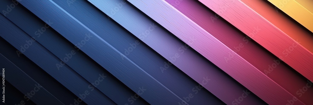 Obraz premium Diagonal wooden planks with gradient color transition from blue to yellow