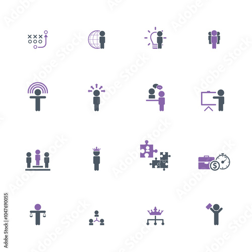 Universal business management and human resources icon set. Universal icons for web and mobile. Vector.