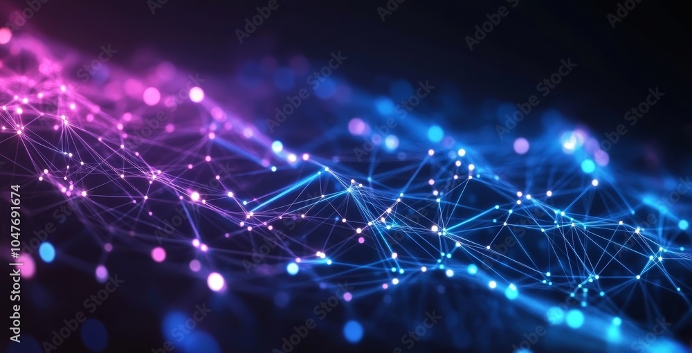 A horizontal dot point connects to a gradient line and an intricate wave line design, internationalization, social networks, and big data connections technology concept. A horizontal dot point connects to a gradient line and an intricate wave line design, internationalization, social networks, and big data connections technology concept.