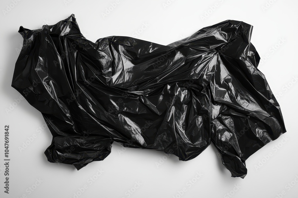 Black plastic bag on white background. Black plastic bag on white background.