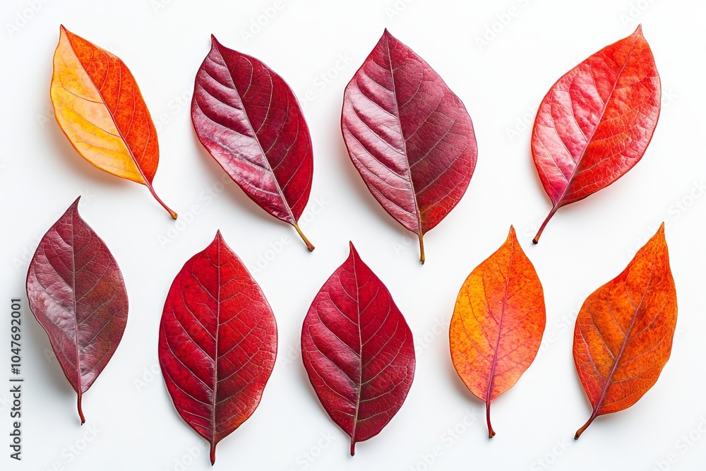 Obraz premium Isolated leaves collage on white background, autumn motif wallpaper