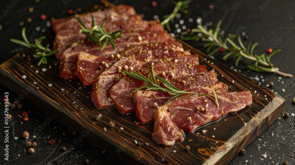 Sliced raw pork on a wooden board Sliced raw pork on a wooden board