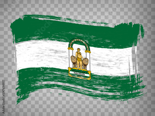 Flag of Andalusia brush strokes. Waving Flag Autonomous Community Andalusia  on transparent background for your web site design, logo, app, UI. Kingdom of Spain. Stock vector.  EPS10.