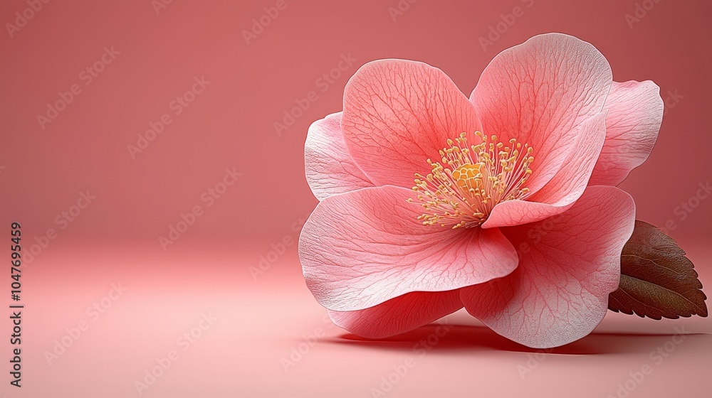A delicate pink flower resting on a soft pink background, showcasing natural beauty. A delicate pink flower resting on a soft pink background, showcasing natural beauty.